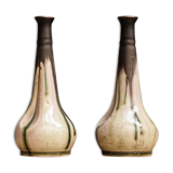 Pair of glazed sizzlings, signed