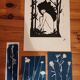 Lot de 3 cyanotypes et gravure sur bois