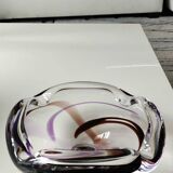 Large pocket/ashtray in heavy crystal with contemporary design - Designer Max Verboeket for Kristalunie/Maastricht factory. Diameter 22 cm