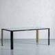 Vintage Saporiti style crystal top and black frame dining table, Italy, 1970s