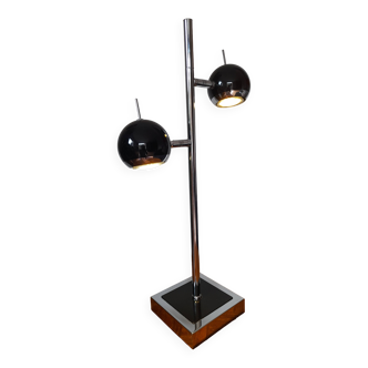 Vintage black and chrome eyeball lamp Seylumiere model Hary