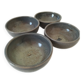 4 handmade ceramic bowls – Grey-blue glaze and mineral shades