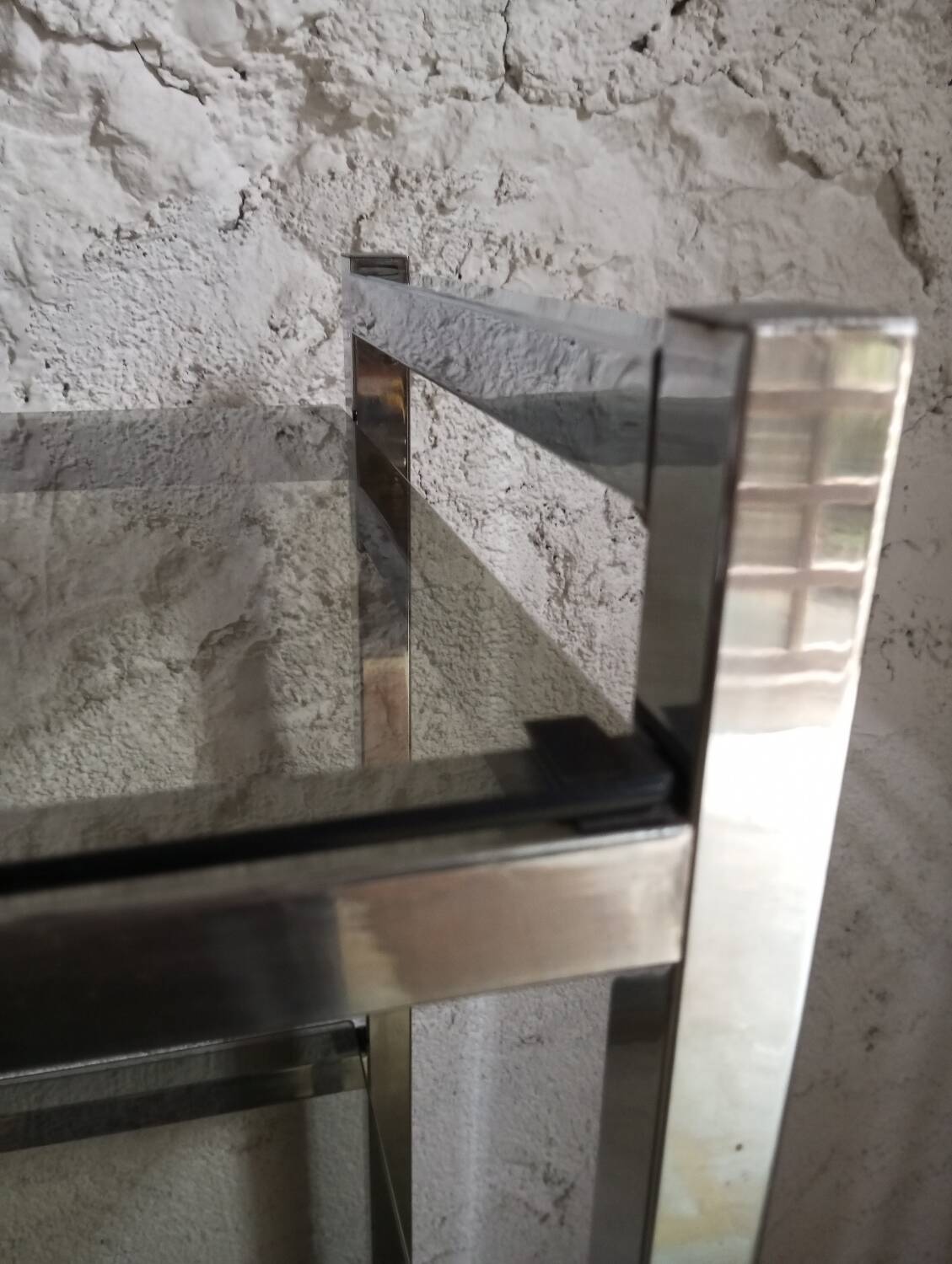 Chrome and smoked glass shelf from the 70s.