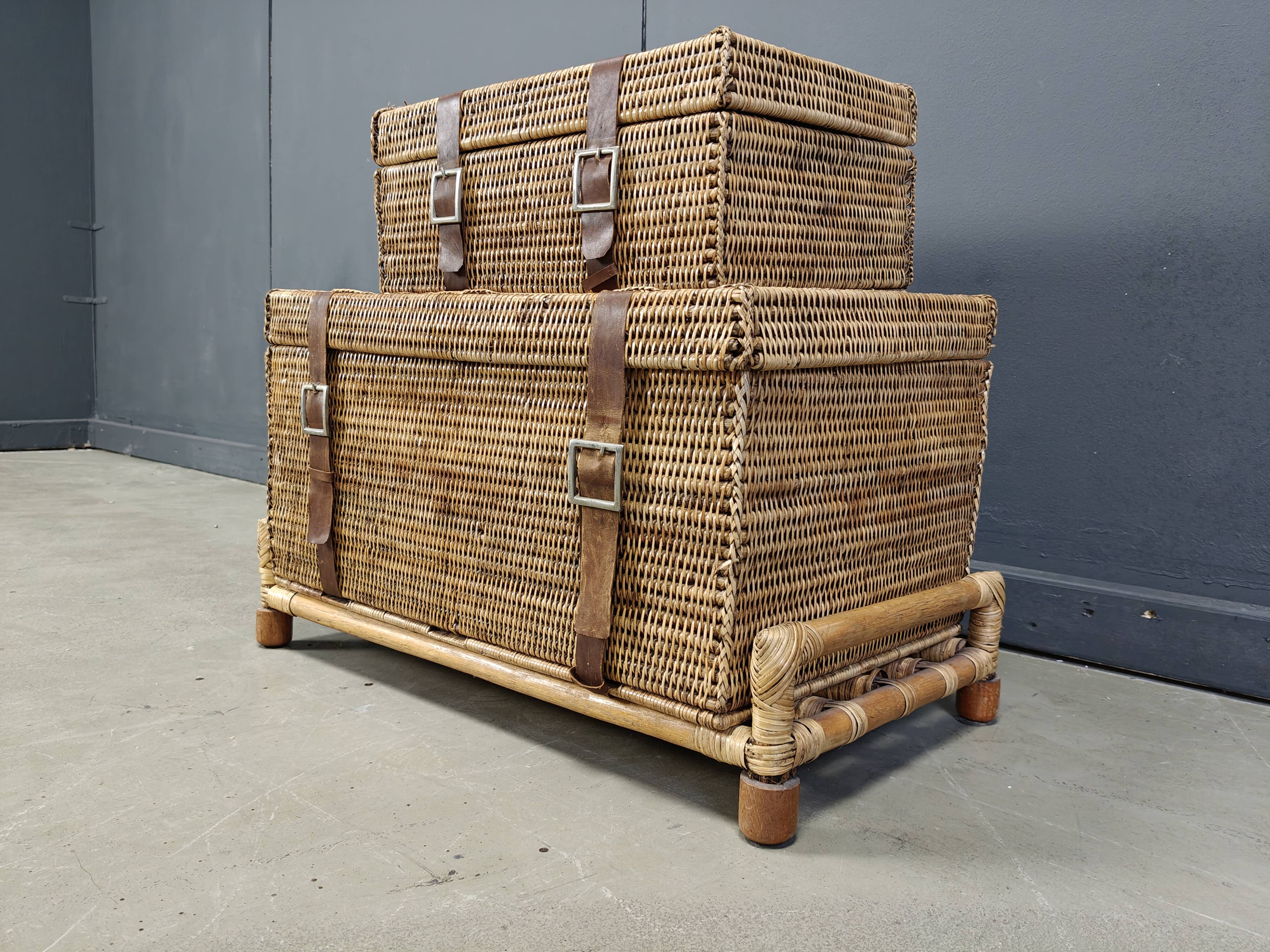 Vintage wicker trunks, set of 2 - 1970s
