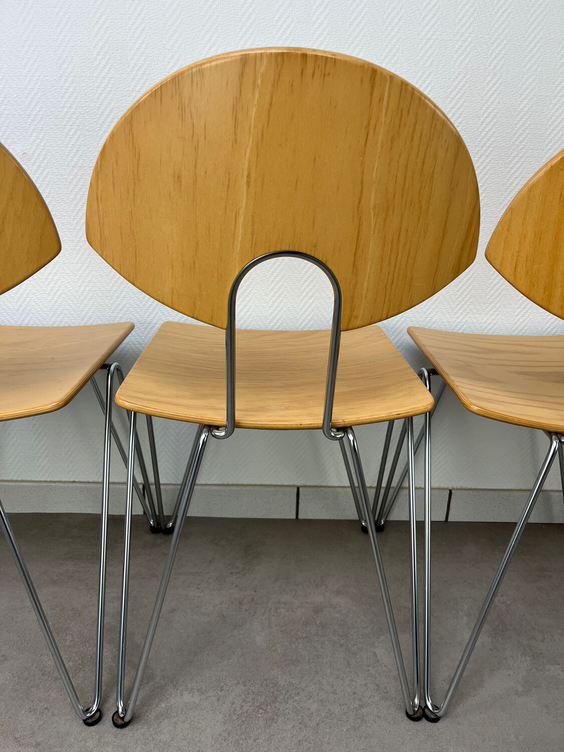 6 Mikado chairs 1800, stackable, design by Walter Leeman for Kusck&co.