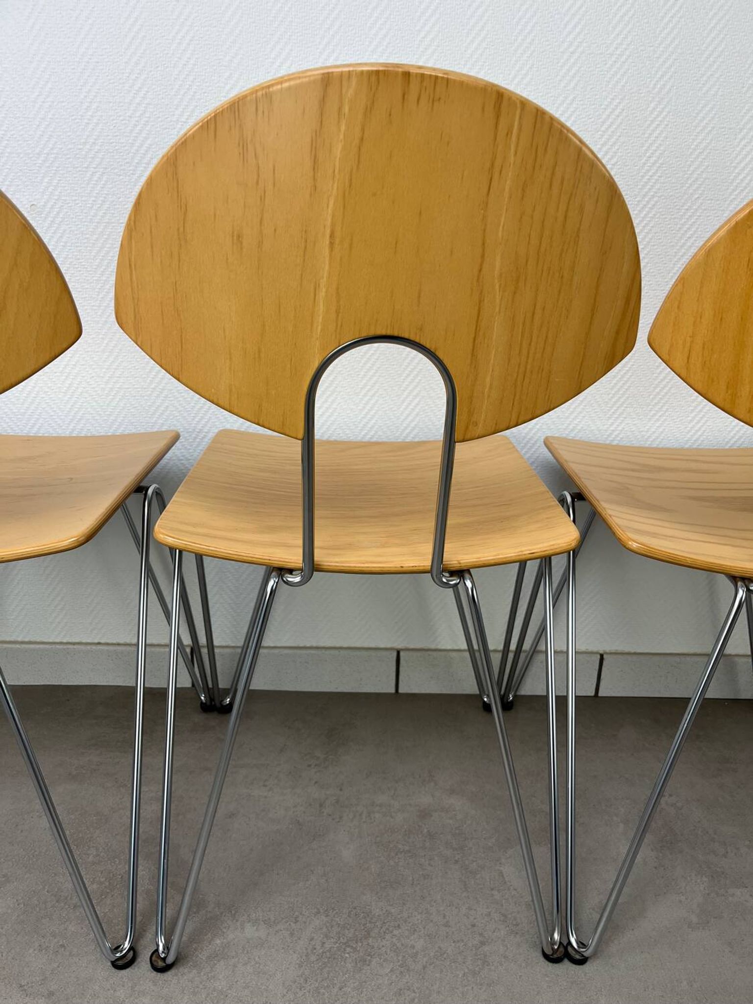 6 Mikado chairs 1800, stackable, design by Walter Leeman for Kusck&co.
