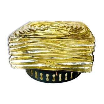 Lampe encastrée carrée en verre vert moderne portugais du milieu du siècle