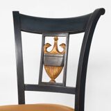 Set of 2 Black and Gold Armchairs and 4 Chairs, Empire style
