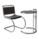Fauteuil et table d'appoint (dans le style de Ludwig Mies van der Rohe et Eileen Gray)
