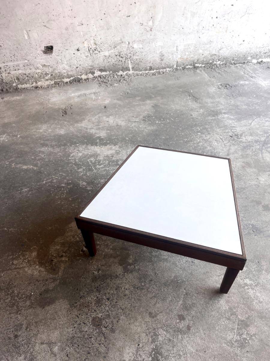 Mid-Century Warm Brown Wood Low Side Table with Sleek Profile (1950s–60s)