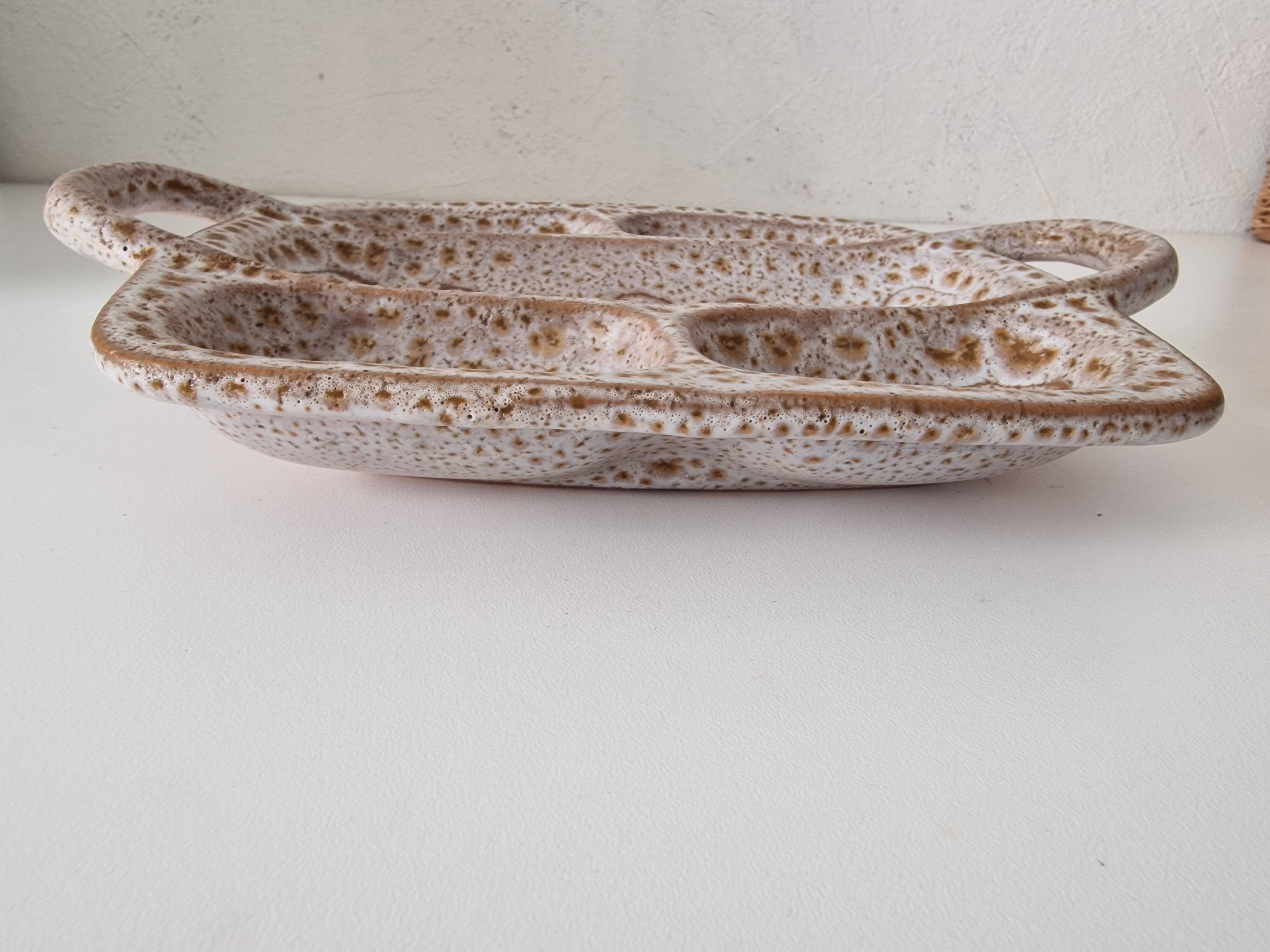 Dish with aperitif compartment / empty pocket signed Austruy Vallauris