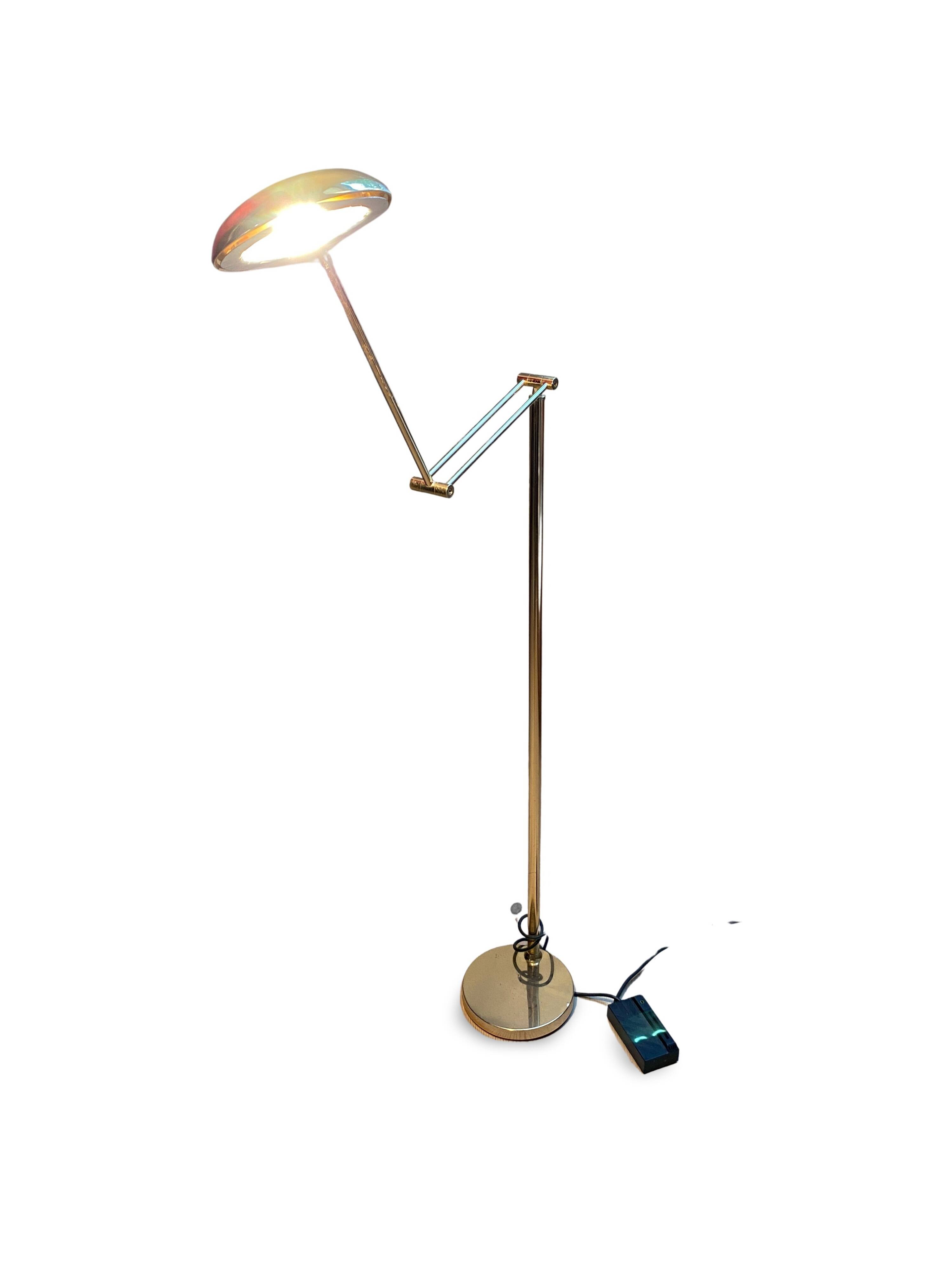 Articulated halogen lamp in chrome-plated brass – 1990s design – Italy