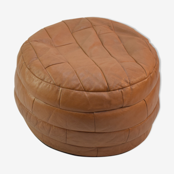 Pouf De Sede rond en cuir, des années 70