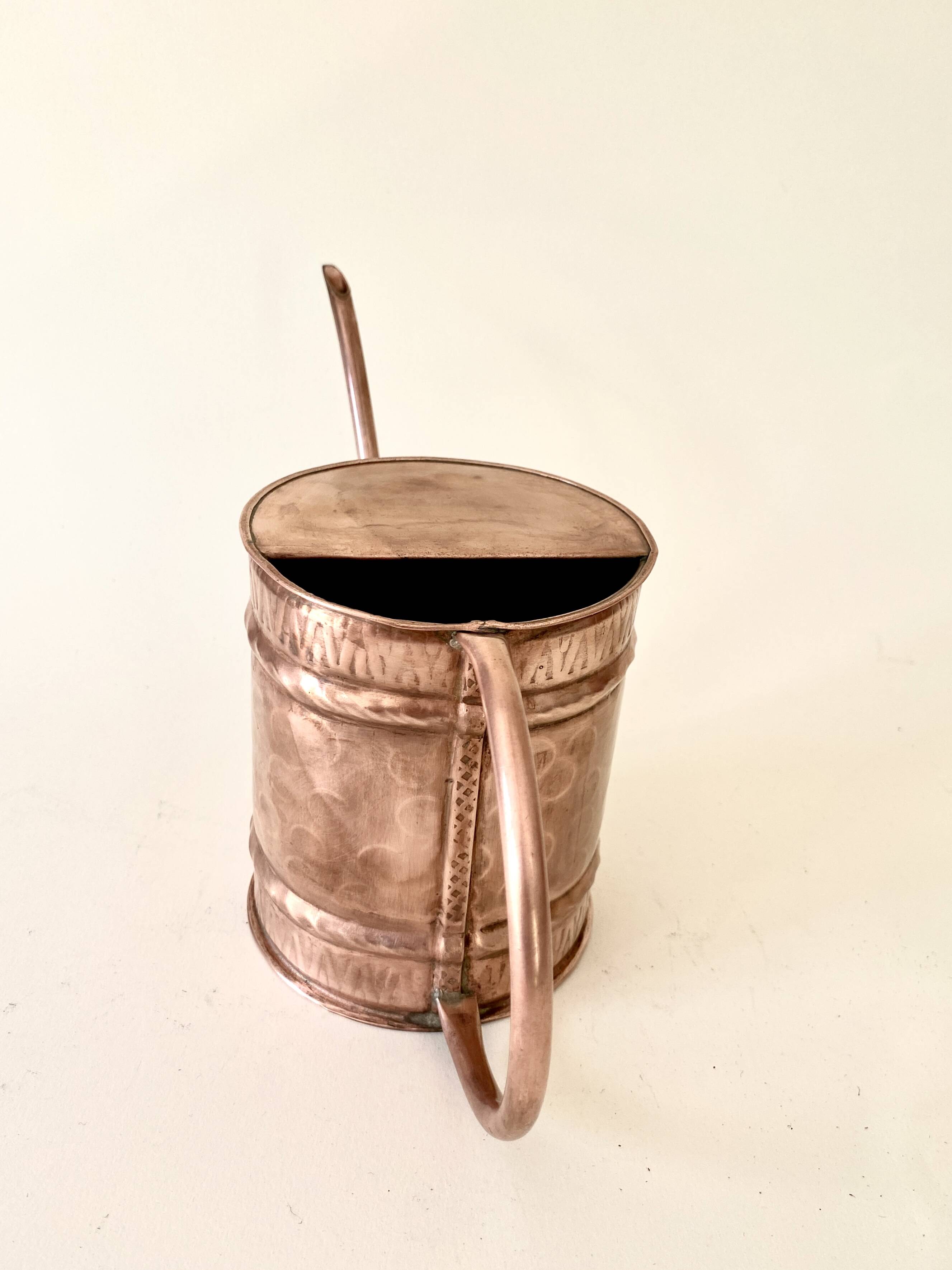 Hammered copper watering can, 1950s