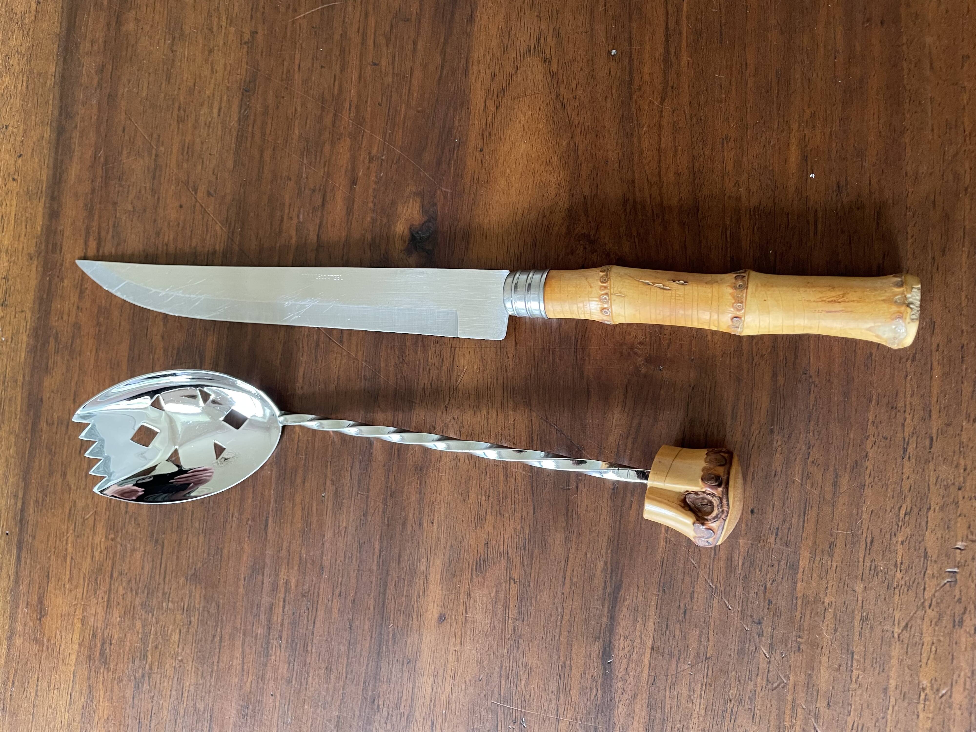Vintage bamboo handle cutlery