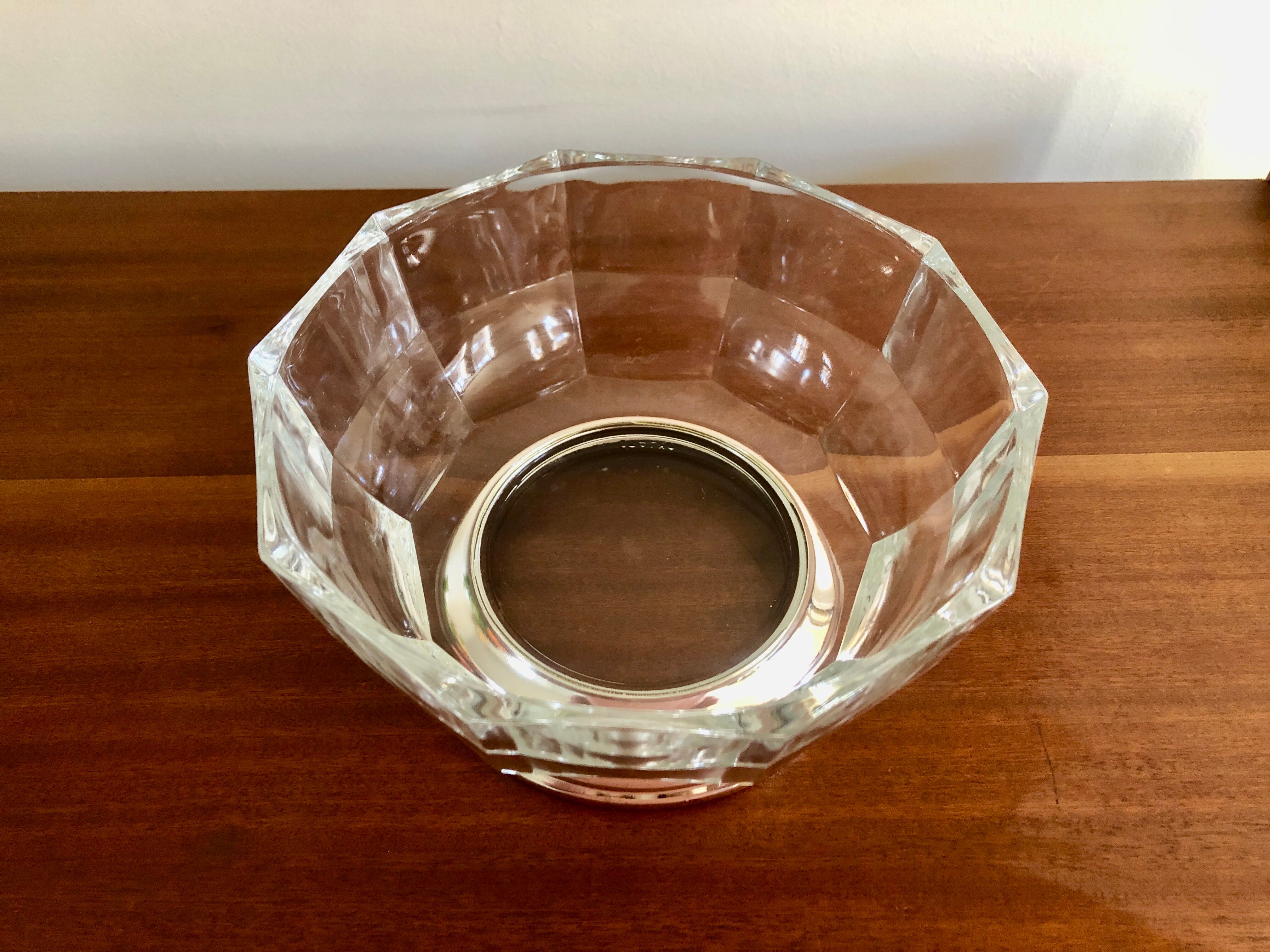 Italian salad bowl crystal silver 1970