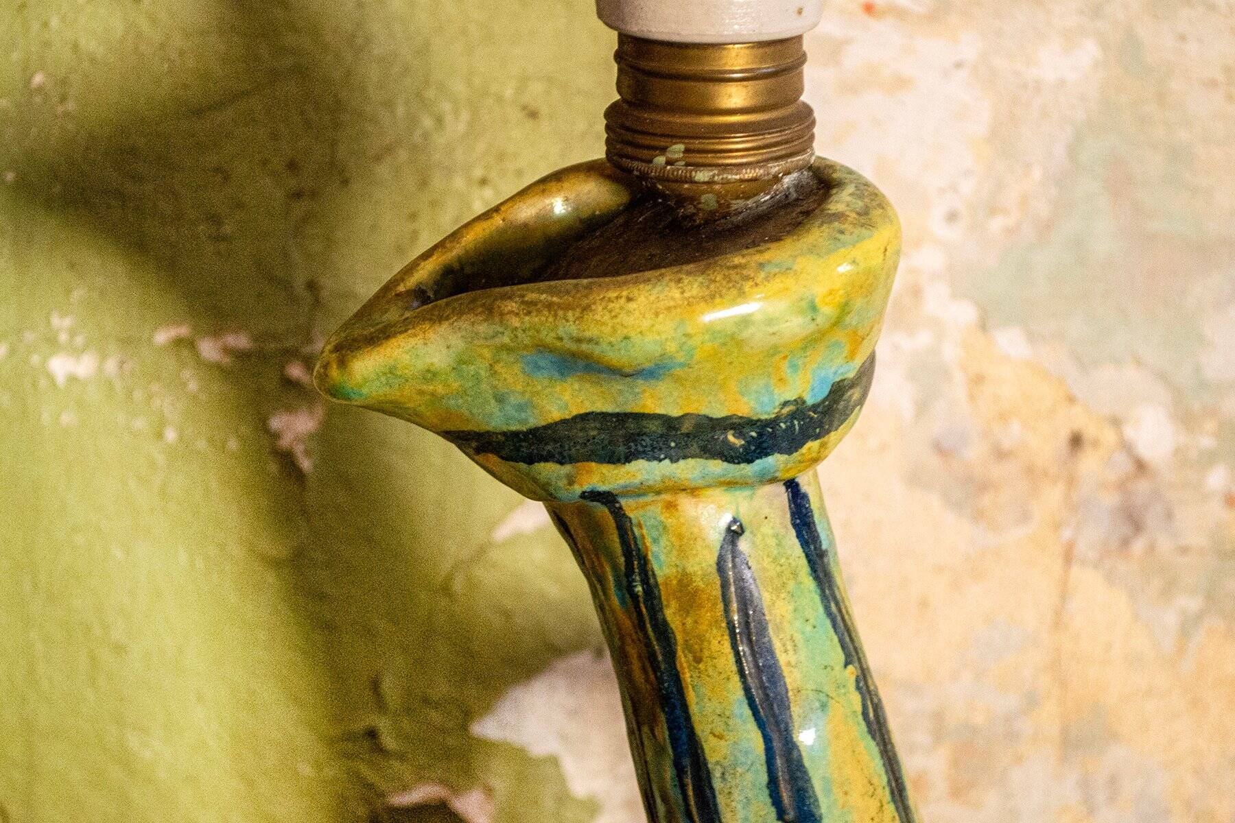Sculptural ceramic lamp, Italy, 1960s
