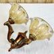 Wall lamp double fires copper metal art deco glassware ezan opalescent gilded