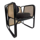 Cubic armchair in black rattan and canework