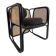 Cubic armchair in black rattan and canework