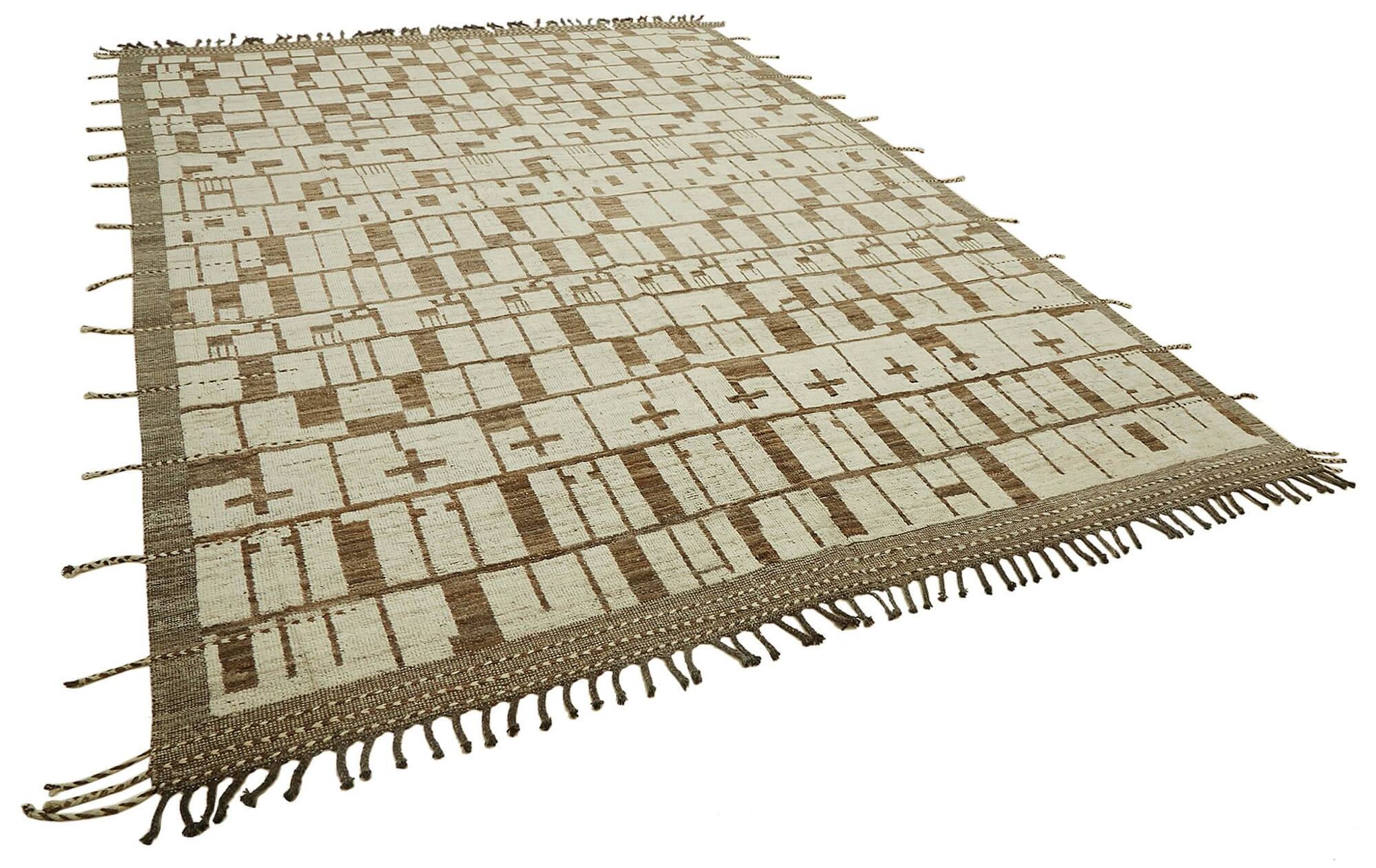 Hand-Knotted Tribal Unique 278 cm x 396 cm Beige Wool Carpet