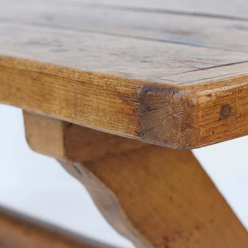 Rustic Oak Brutalist Vintage Dining Table