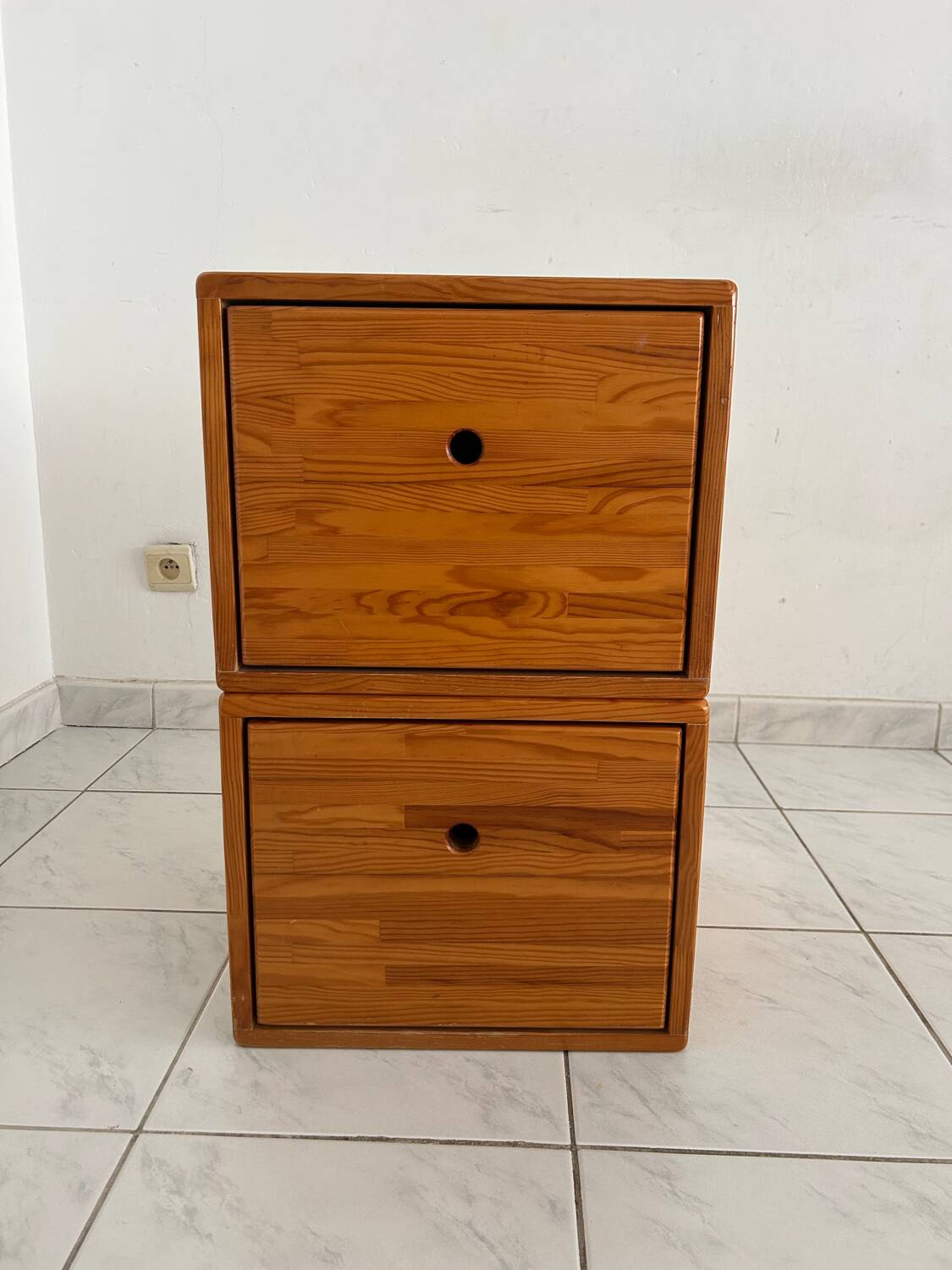 Vintage set of two small cabinets pinewood