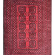 Red Burgundy Wool Handmade Afghan Rug, Large Geometric Carpet 164 x 237 cm