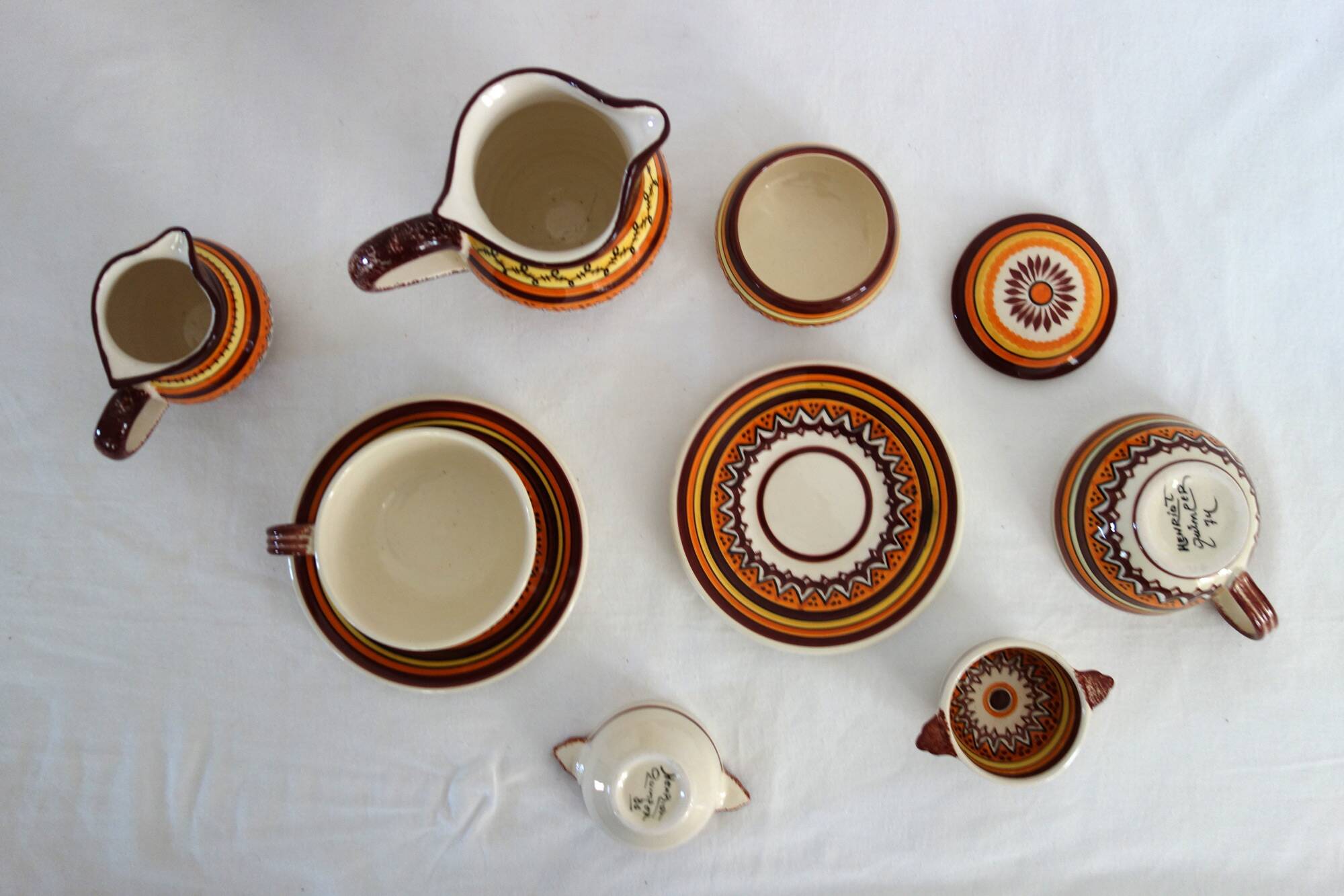 Henriot Quimper earthenware duo coffee service