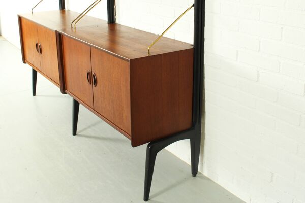 Système Mural Modulable en Teck par Louis van Teeffelen pour WéBé, 1955