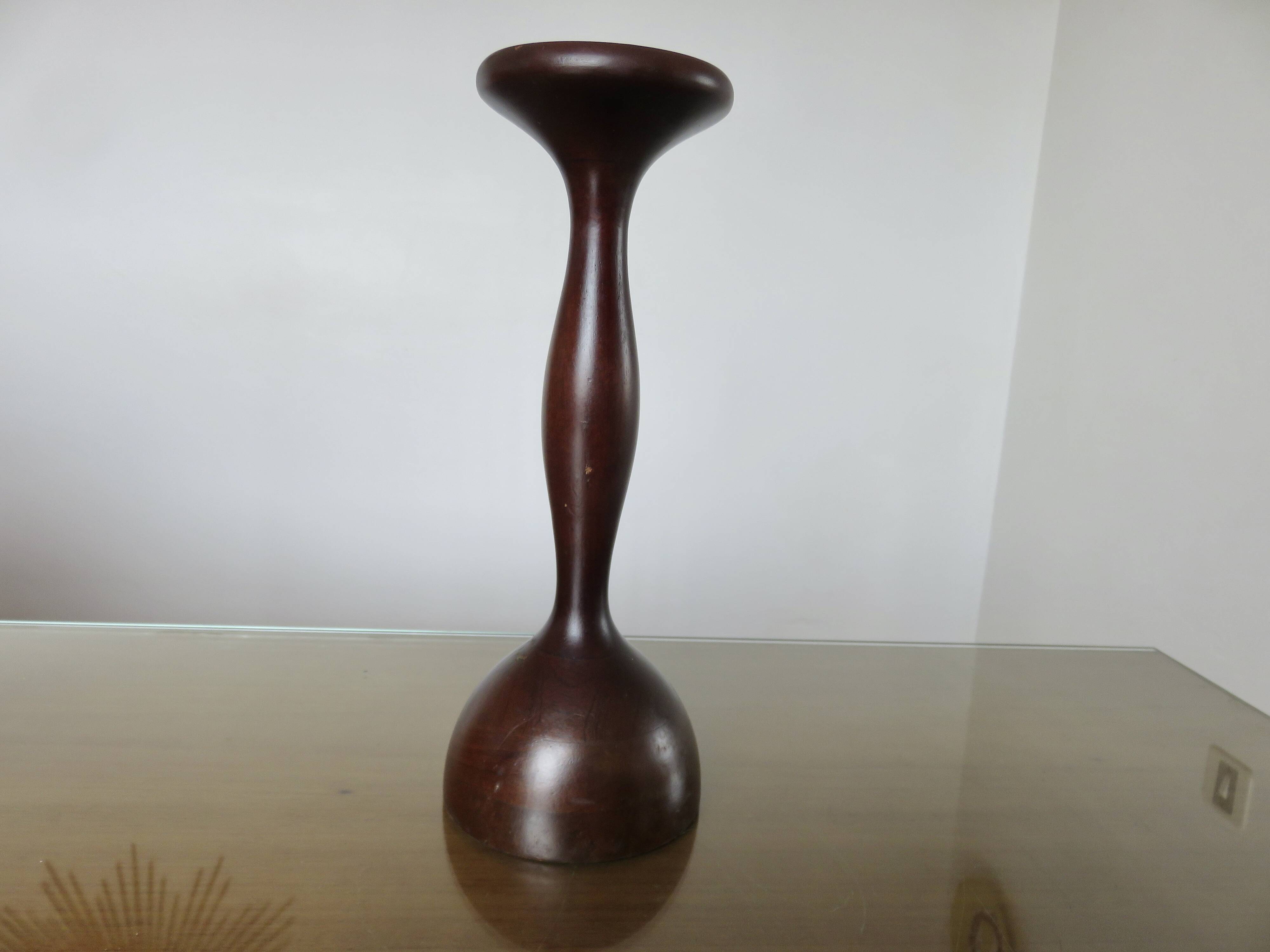 Paire de bougeoirs scandinaves en bois, années 70-80