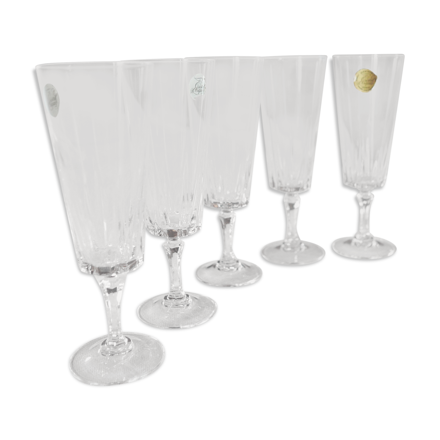5 Arcques crystal champagne flutes