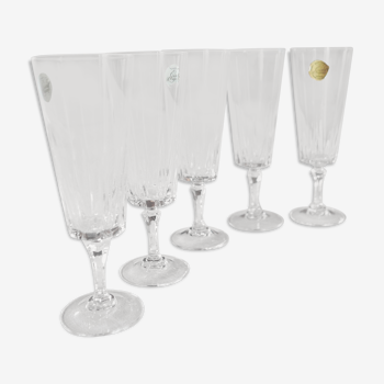 5 Flûtes à champagne en cristal d'Arcques