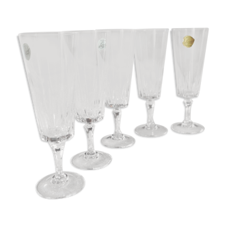 5 Arcques crystal champagne flutes