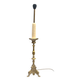 Antique large brass candlestick lamp base