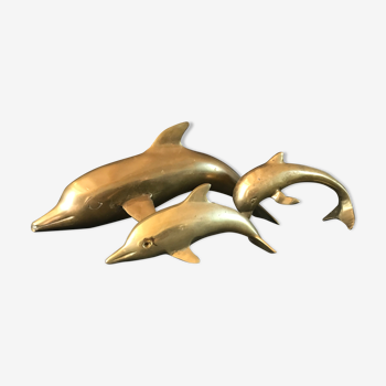 Lot golden brass dolphins