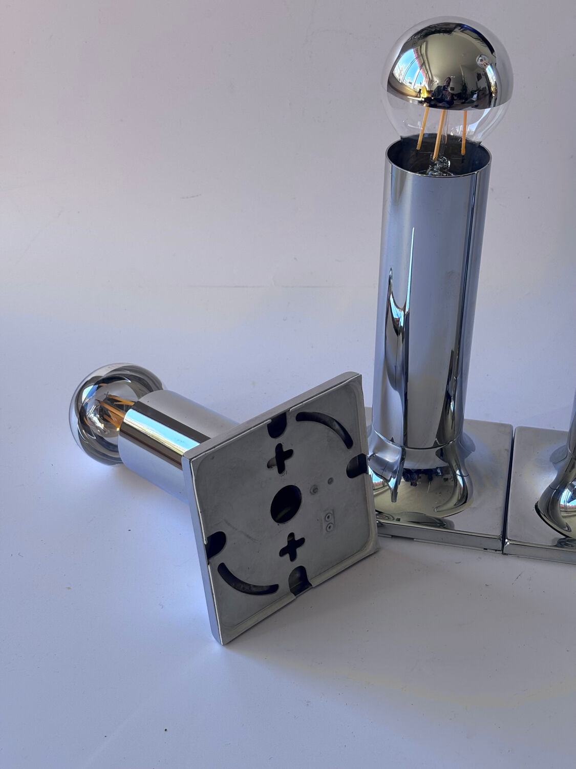 Space Age ceiling lights in chrome by Rolf Krüger for Staff Leuchten, A