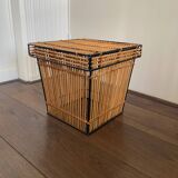 Mid-Century Rattan and Metal Storage Box by Rohe Noordwolde, 1950s