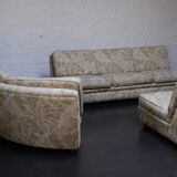 70's Swedish corner sofa with jungle design embroidery