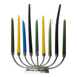 Bougeoir métallique chromé métalique grand moderniste Hanoukka