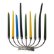 Large modern chrome metal candlestick for Hanukkah.