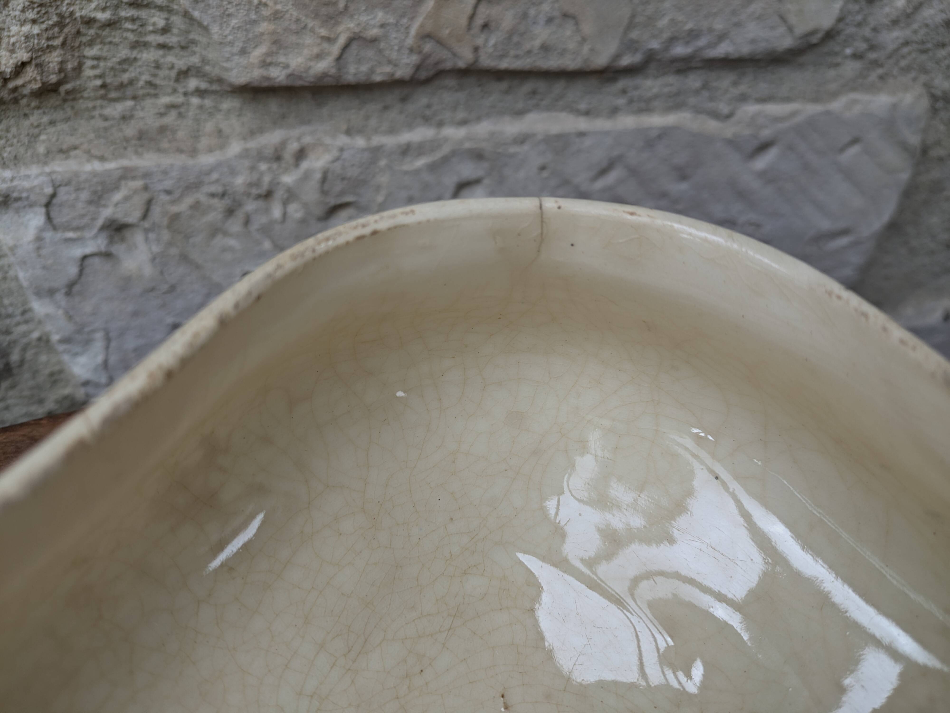 Old vegetable dish serving dish Terre de Fer Opaque porcelain from Gien Ocean model