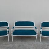 Ensemble salon banquette et 2 fauteuils style louis XVI