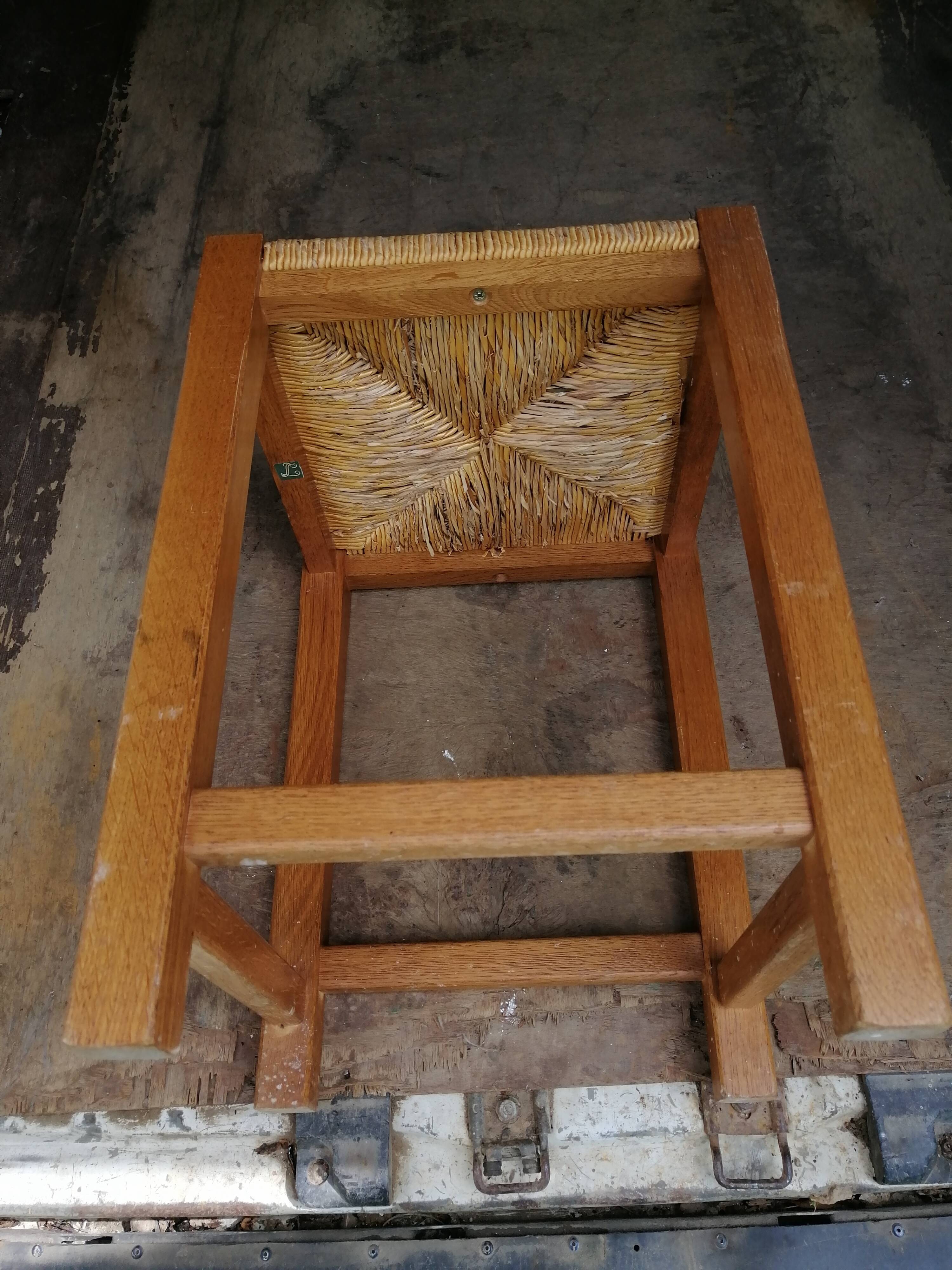 Wooden and straw stool