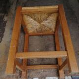Wooden and straw stool