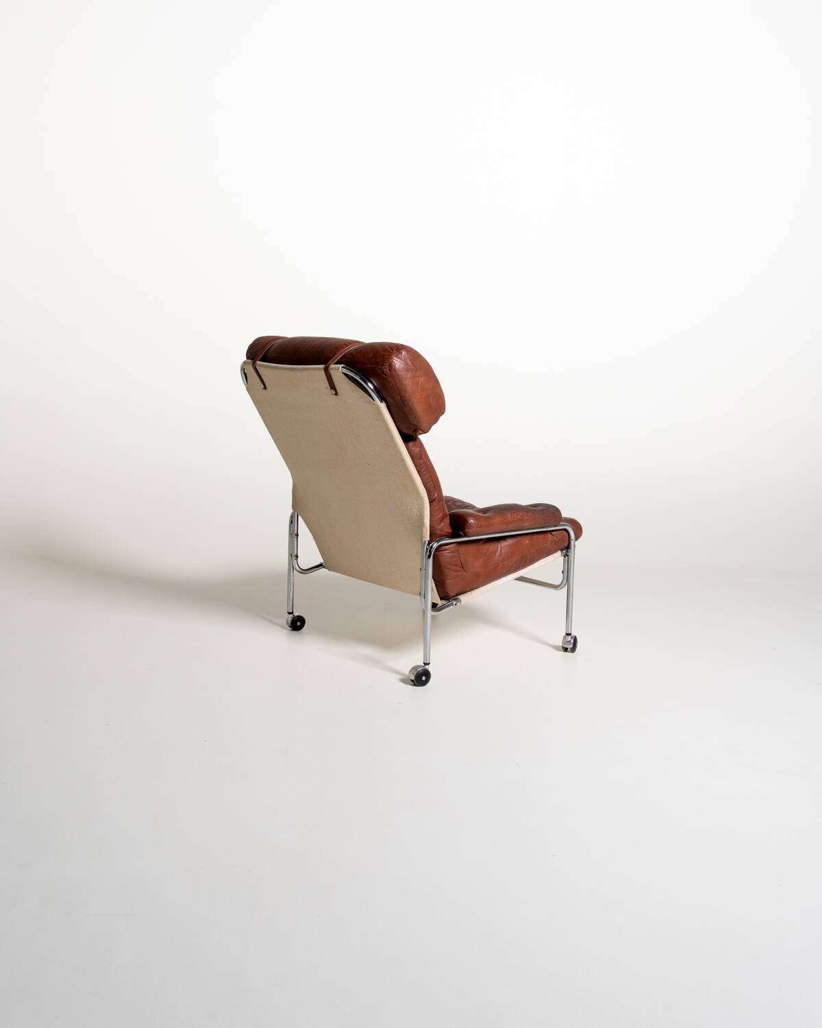 Leather and chrome-plated steel armchair, Sweden, 1960s/70s