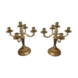Pair of golden brass candlesticks