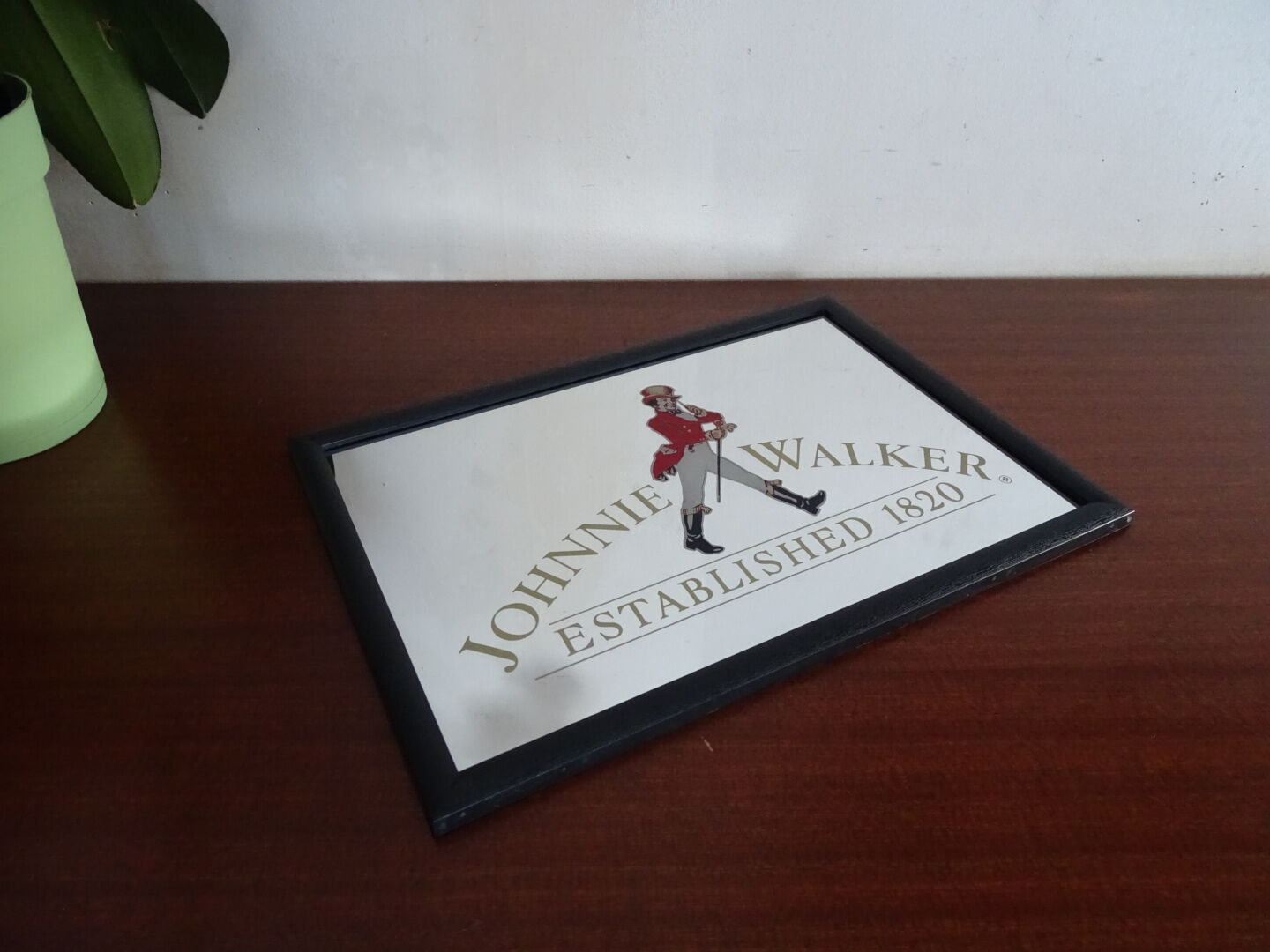 Miroir publicitaire Johnnie Walker - Déco bar vintage - 32 x 22