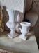 Set of 2 footed vases, 18 cm high and 10 cm high amphora.