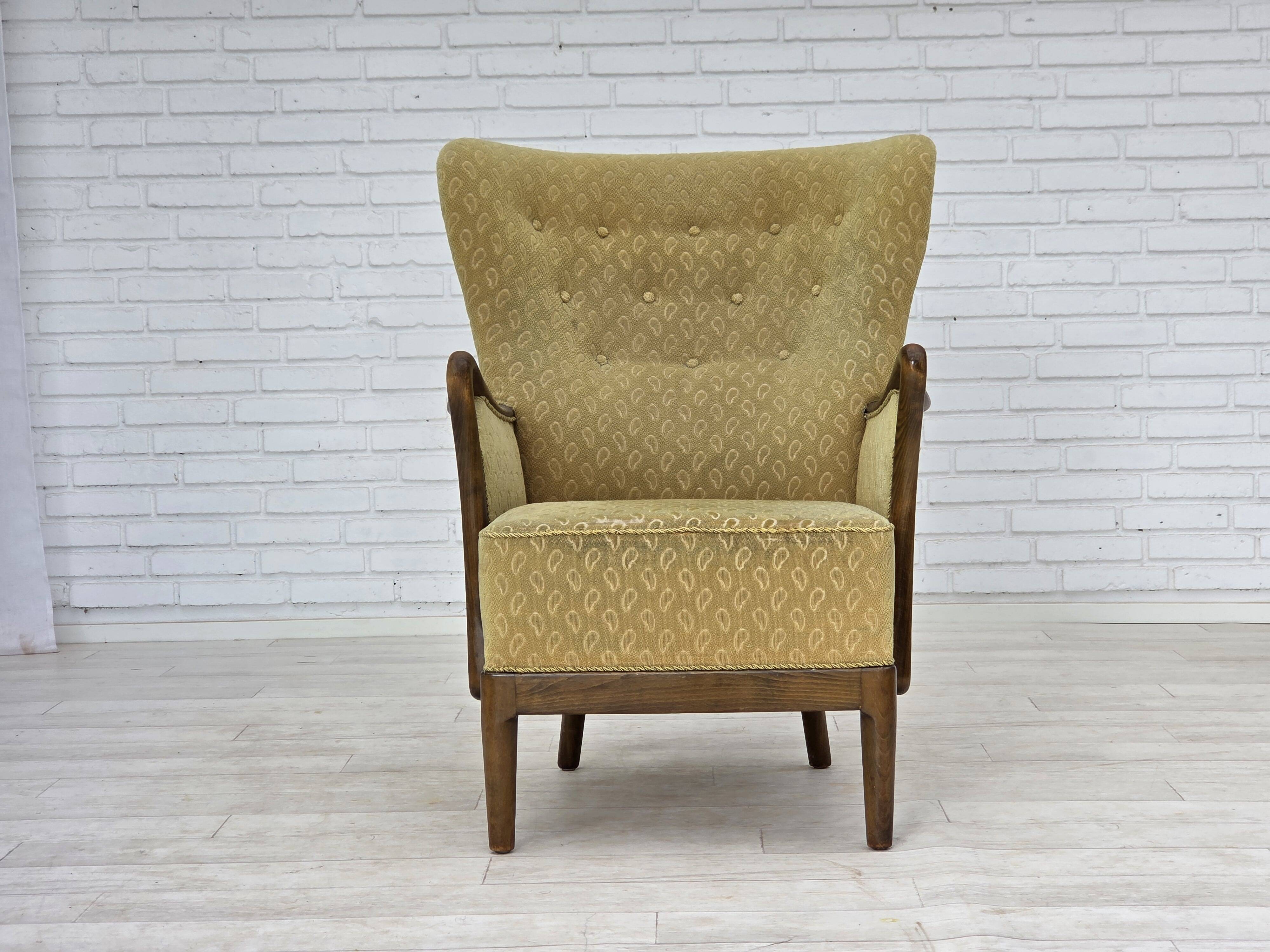 1960s, Danish armchair by Slagelse Møbelværk, model 157, velour.
